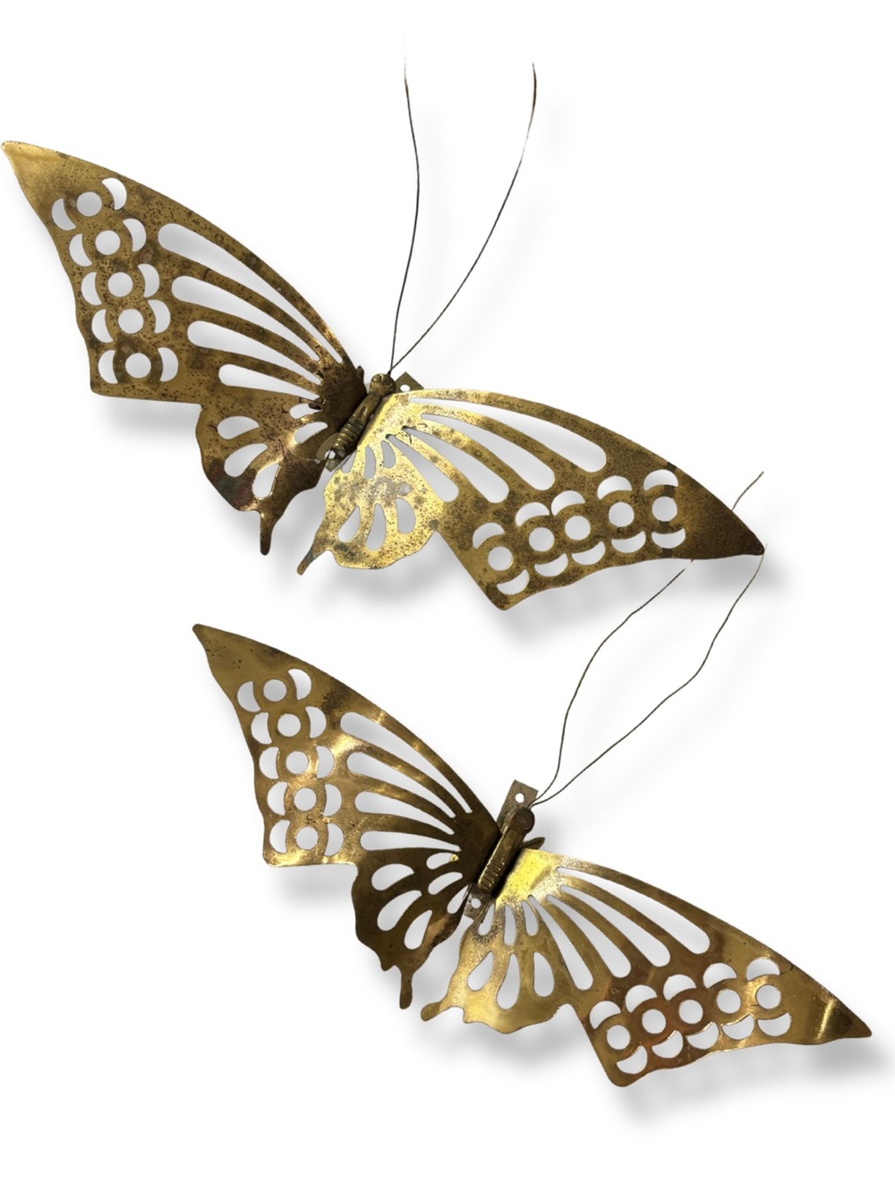 Vintage Brass Butterfly Wall Decor Set of 2 Metal Hinged Wings Boho MCM